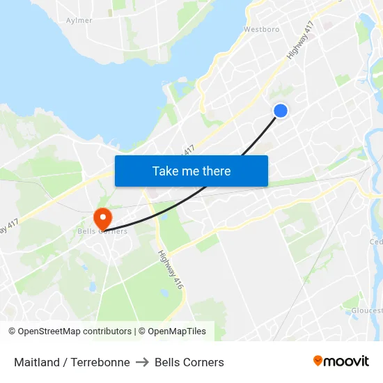 Maitland / Terrebonne to Bells Corners map