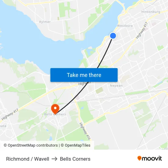 Richmond / Wavell to Bells Corners map