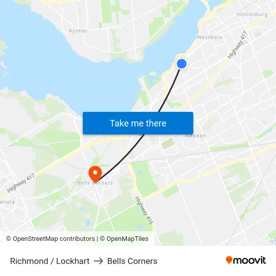 Richmond / Lockhart to Bells Corners map