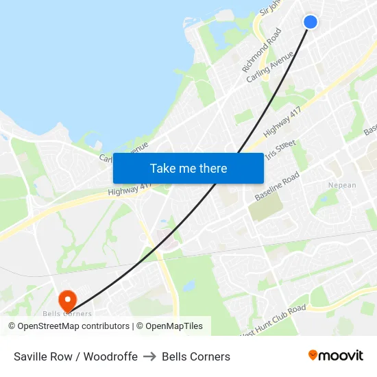 Saville Row / Woodroffe to Bells Corners map