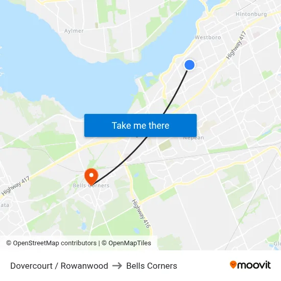 Dovercourt / Rowanwood to Bells Corners map