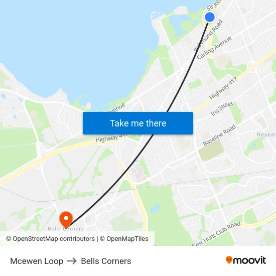 Mcewen Loop to Bells Corners map