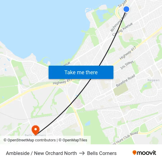 Ambleside / New Orchard North to Bells Corners map