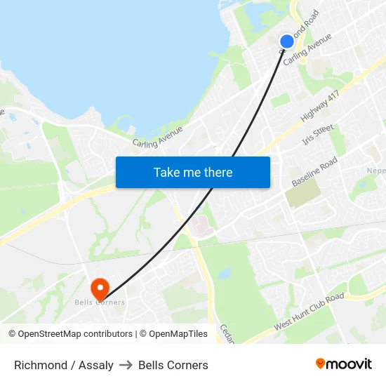 Richmond / Assaly to Bells Corners map