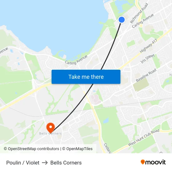 Poulin / Violet to Bells Corners map