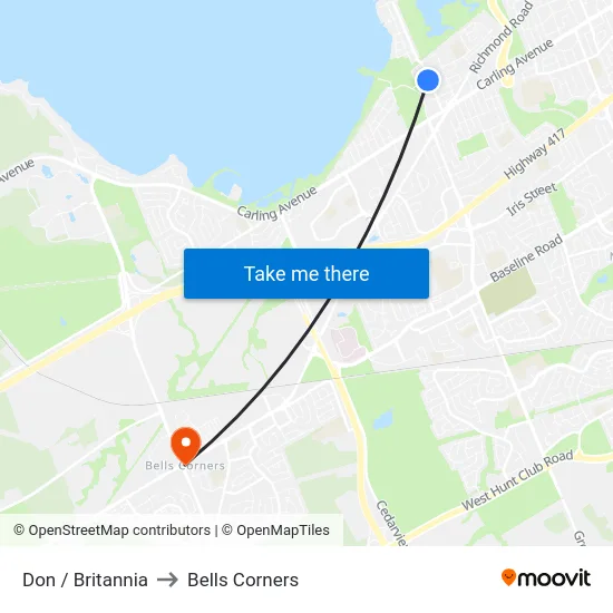Don / Britannia to Bells Corners map