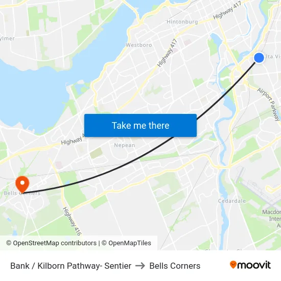 Bank / Kilborn Pathway- Sentier to Bells Corners map