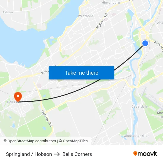 Springland / Hobson to Bells Corners map