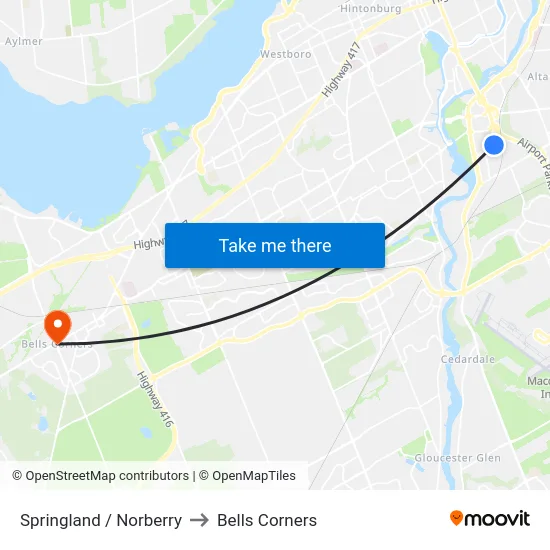 Springland / Norberry to Bells Corners map