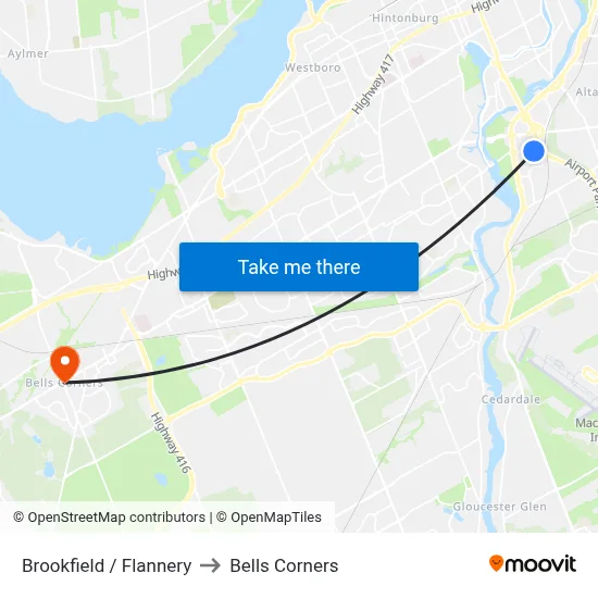 Brookfield / Flannery to Bells Corners map