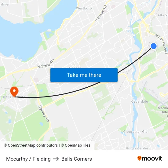 Mccarthy / Fielding to Bells Corners map