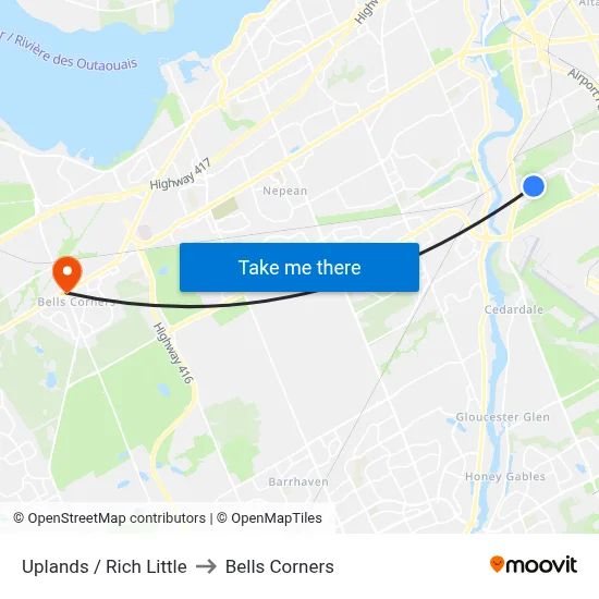 Uplands / Rich Little to Bells Corners map