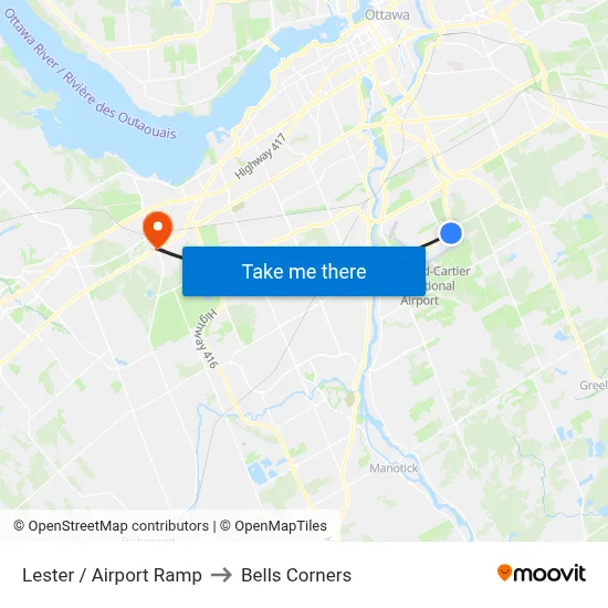 Lester / Airport Ramp to Bells Corners map