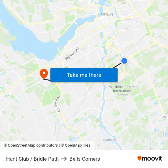 Hunt Club / Bridle Path to Bells Corners map