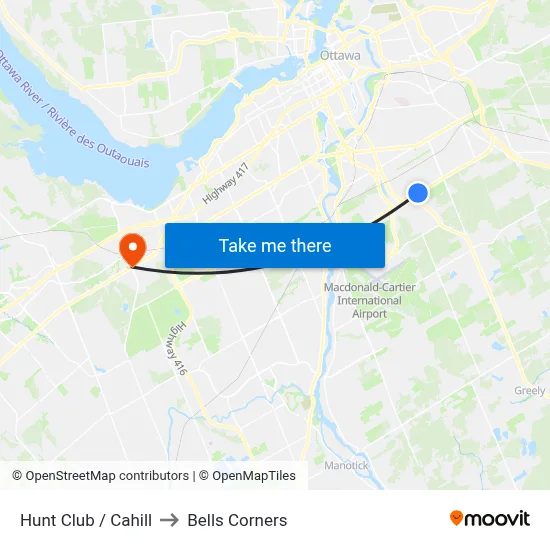 Hunt Club / Cahill to Bells Corners map