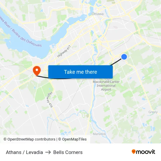 Athans / Levadia to Bells Corners map