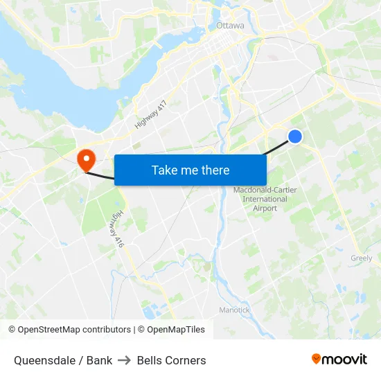 Queensdale / Bank to Bells Corners map