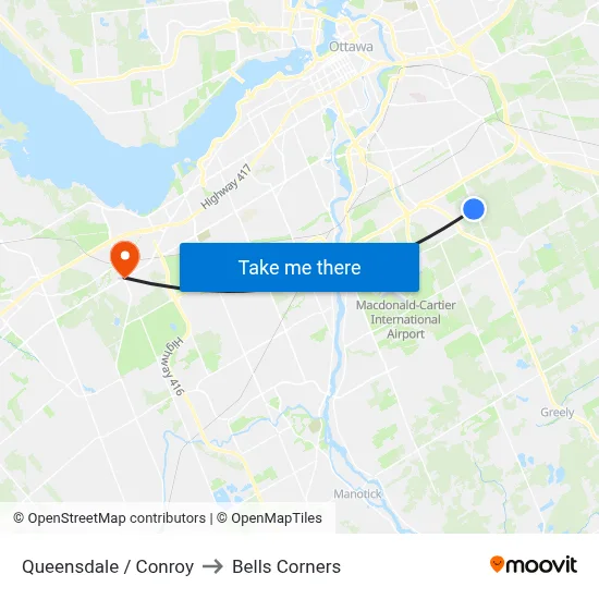 Queensdale / Conroy to Bells Corners map
