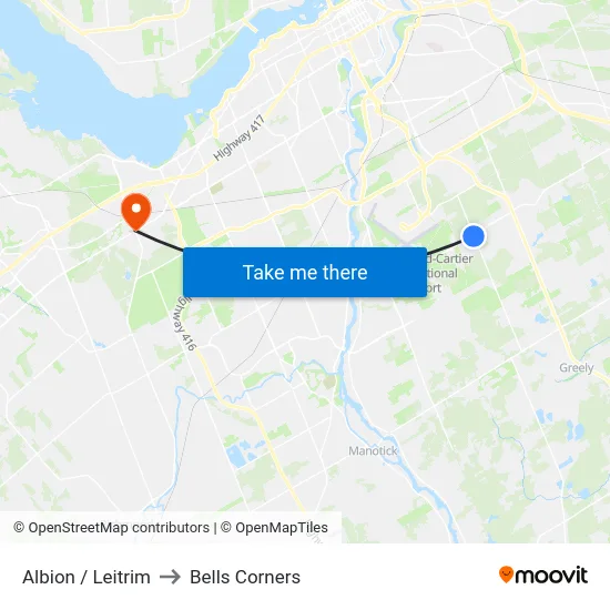 Albion / Leitrim to Bells Corners map