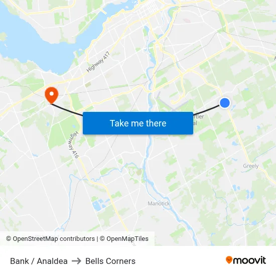 Bank / Analdea to Bells Corners map