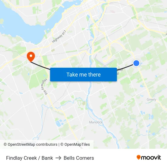 Findlay Creek / Bank to Bells Corners map