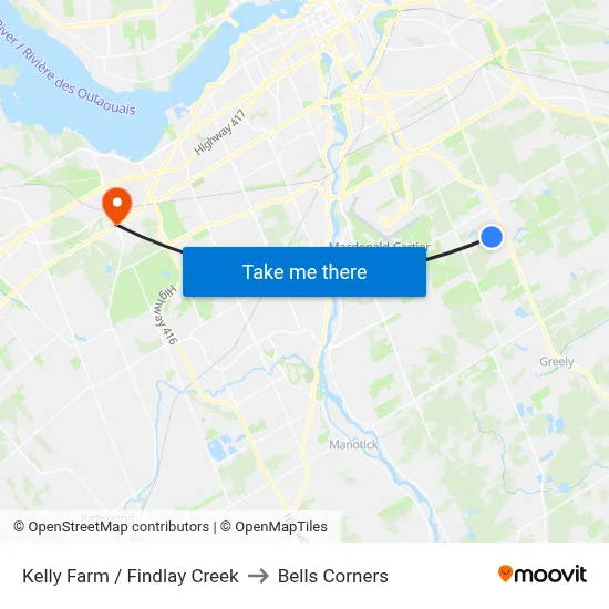 Kelly Farm / Findlay Creek to Bells Corners map