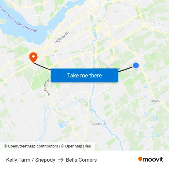 Kelly Farm / Shepody to Bells Corners map