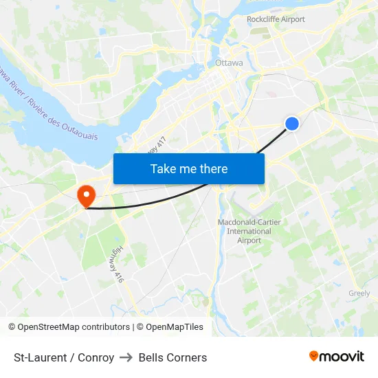 St-Laurent / Conroy to Bells Corners map