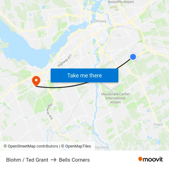 Blohm / Ted Grant to Bells Corners map
