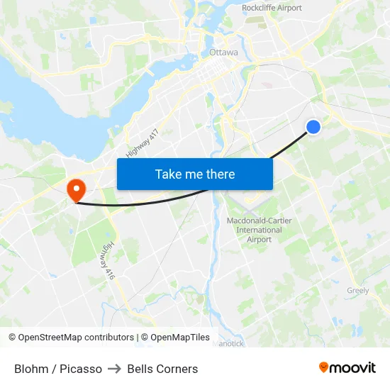 Blohm / Picasso to Bells Corners map