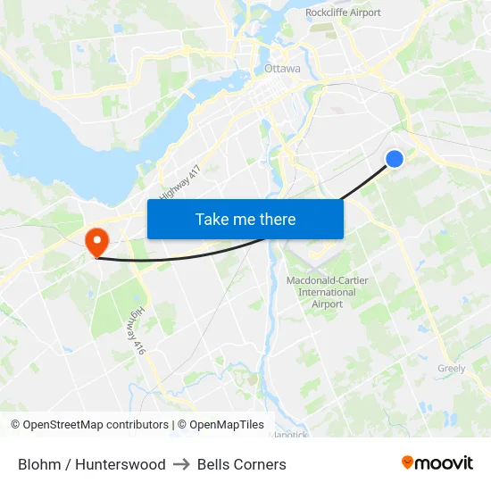 Blohm / Hunterswood to Bells Corners map