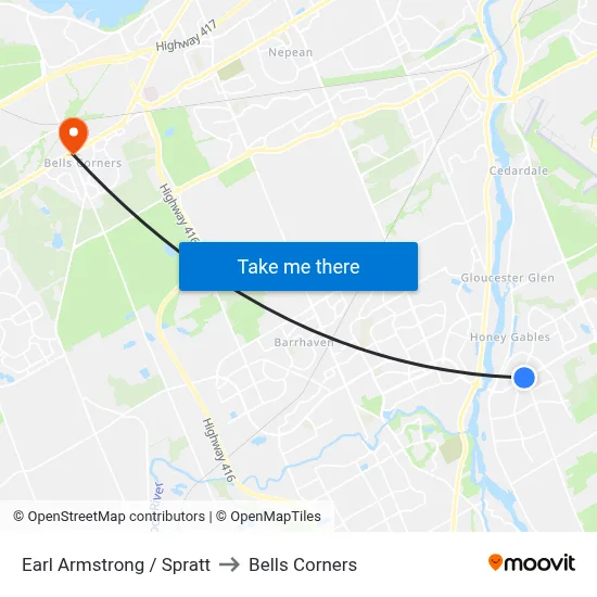 Earl Armstrong / Spratt to Bells Corners map