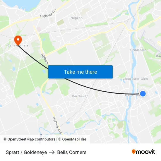 Spratt / Goldeneye to Bells Corners map