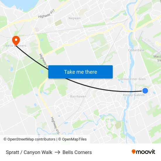 Spratt / Canyon Walk to Bells Corners map