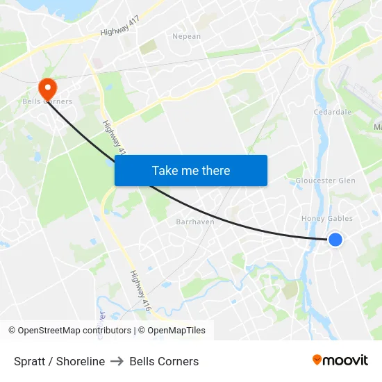 Spratt / Shoreline to Bells Corners map