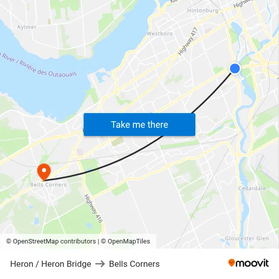 Heron / Heron Bridge to Bells Corners map