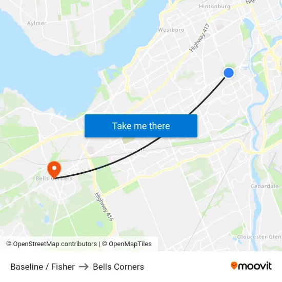 Baseline / Fisher to Bells Corners map