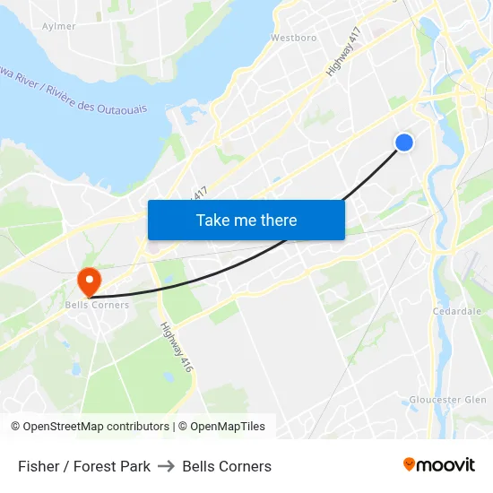 Fisher / Forest Park to Bells Corners map