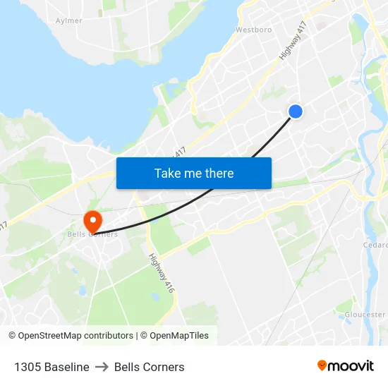 1305 Baseline to Bells Corners map