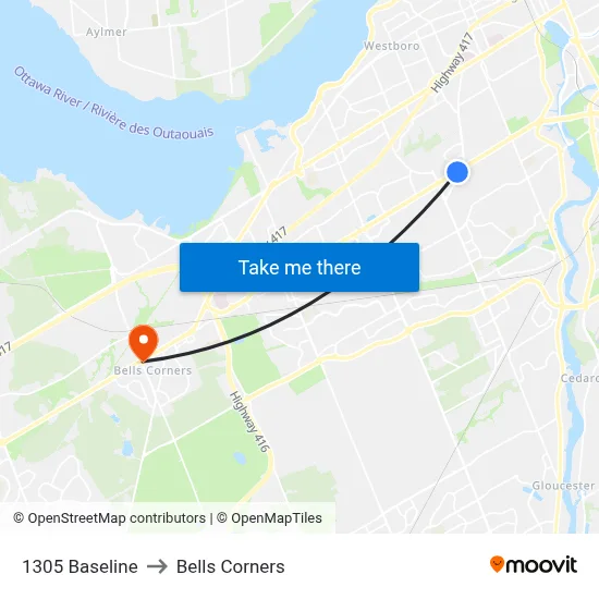 1305 Baseline to Bells Corners map