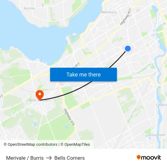Merivale / Burris to Bells Corners map