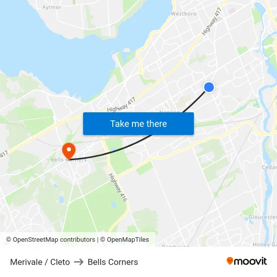 Merivale / Cleto to Bells Corners map