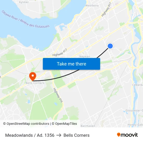 Meadowlands / Ad. 1356 to Bells Corners map