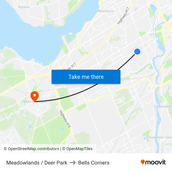 Meadowlands / Deer Park to Bells Corners map