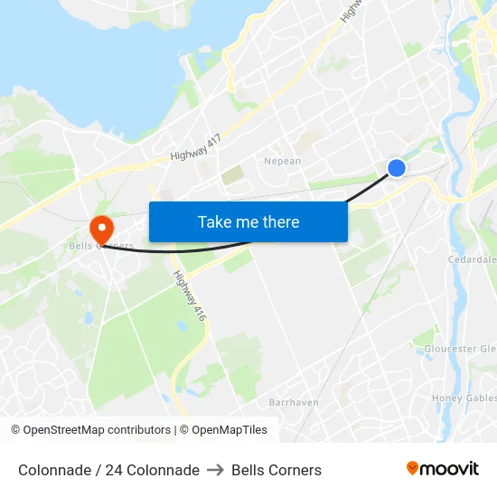 Colonnade / 24 Colonnade to Bells Corners map