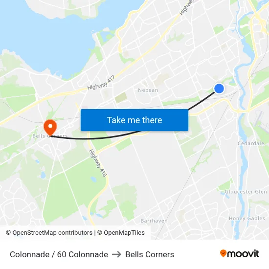 Colonnade / 60 Colonnade to Bells Corners map