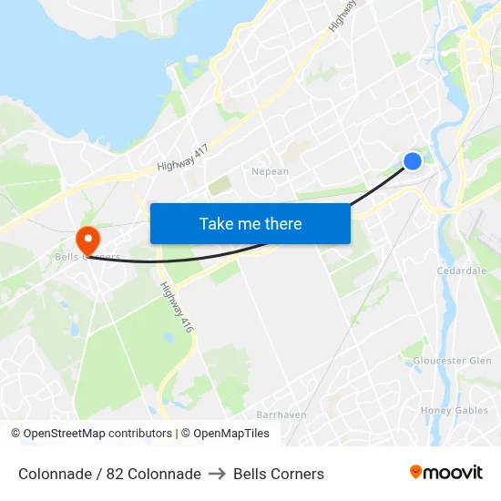 Colonnade / 82 Colonnade to Bells Corners map