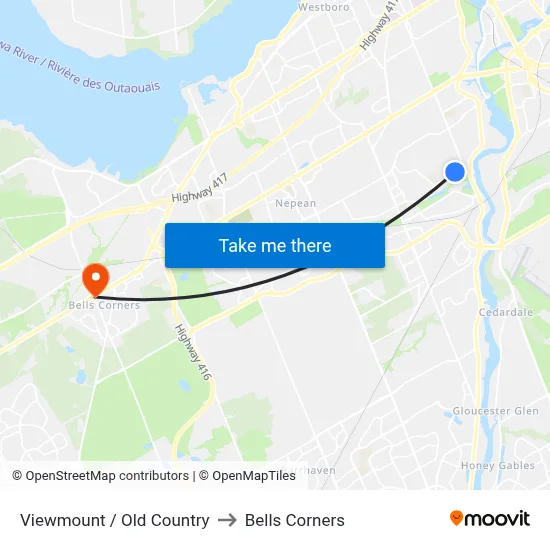 Viewmount / Old Country to Bells Corners map