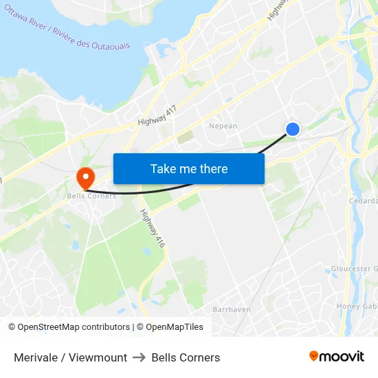 Merivale / Viewmount to Bells Corners map