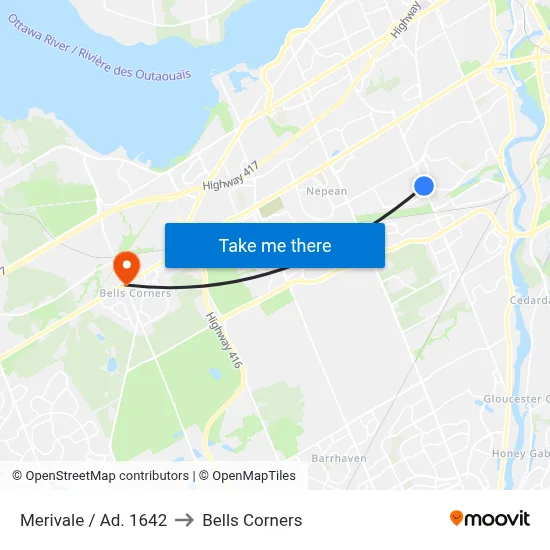 Merivale / Ad. 1642 to Bells Corners map
